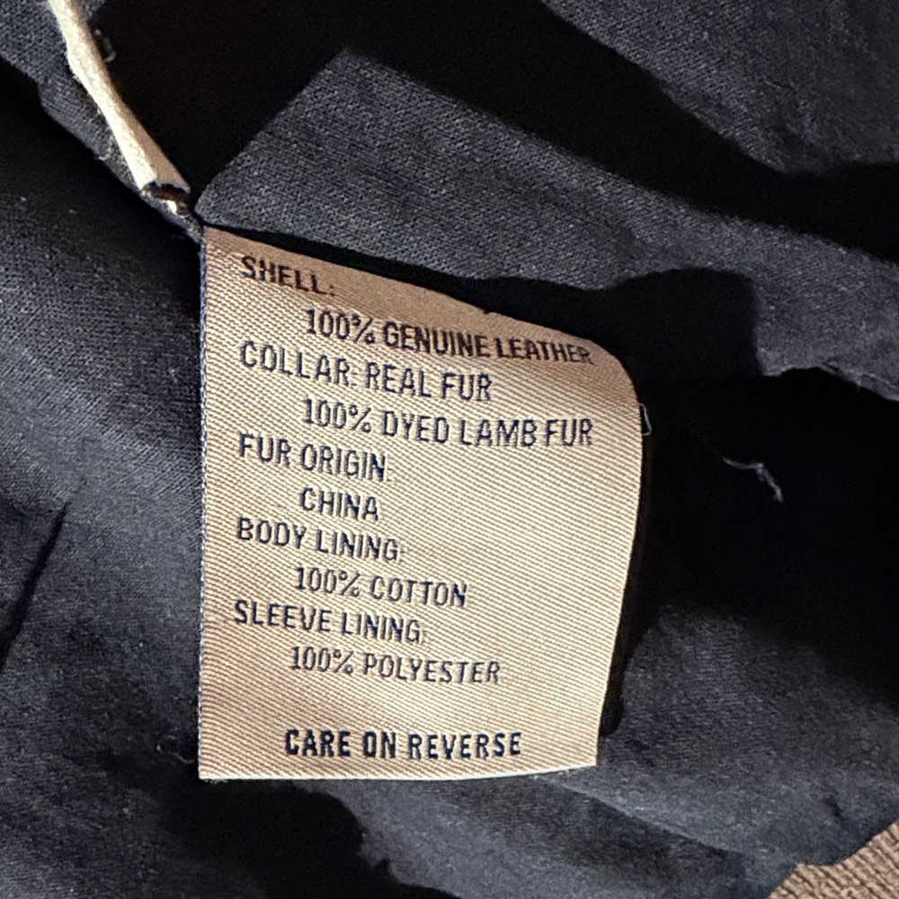 Wilson Tan Leather Bomber Jacket with Patches - Picture 6 of 13